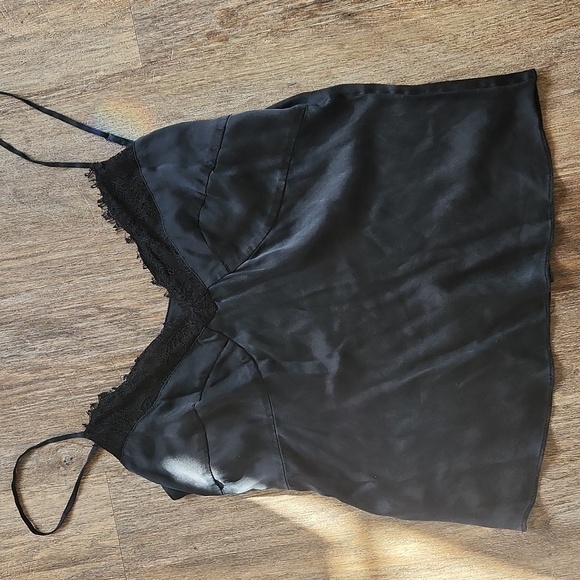 Diane Von Furstenberg Black Silk Lace Cami Top Size 8 Euc - Picture 7 of 7